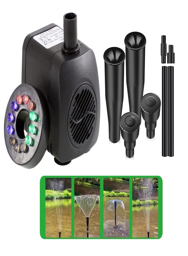 FLOJOY Asian Pumps & Machineries 12W Submersible Fountain Pump 12 LEDs with 8 Pcs Nozzle Set, 4 Fountain Sh - Image 1