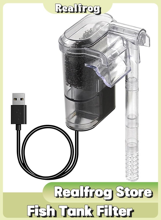 الضفدع الحقيقي فلتر حوض أسماك، فلتر حوض سمك رفيع بسعة تصل إلى 20 لترًا، تشغيل هادئ، موفر للطاقة 3 وات، مثالي للأسماك الباردة والاستوائية - Image 1
