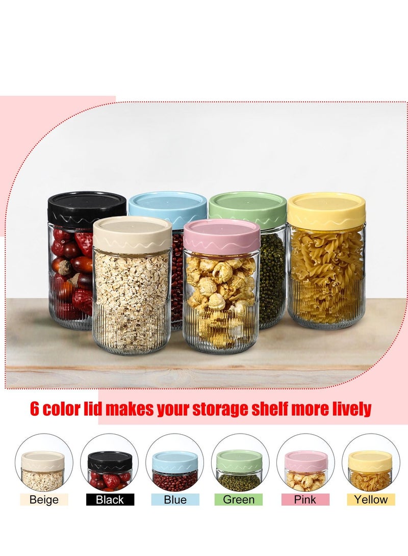 SYOSI 6 Pack 16.9 oz Overnight Oats Containers with Lids Glass Food Storage Jars for Kitchen High Temperature Resistant Glass Jars for Oatmeal, Spices, Leak Proof and Reusable Storage Set - Image 2