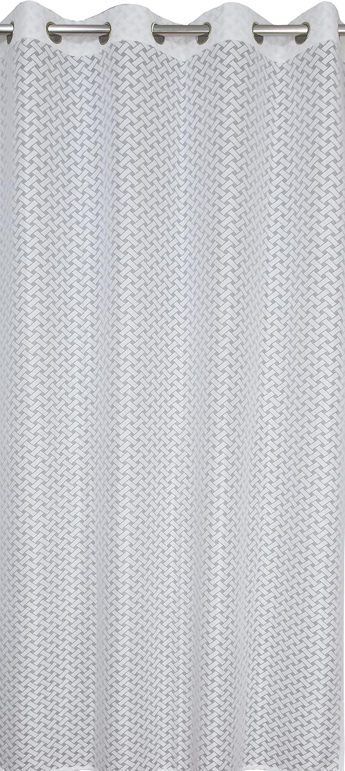 Yarnis Yarnis Polyester Sheer CrissCross Net Curtains 7 Feet Long Set of 2 for Door White Eyelet - Image 4
