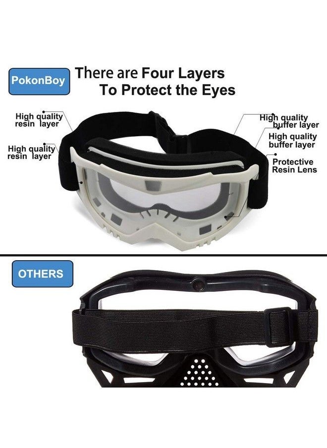 POKONBOY - 2 Pack Detachable Masks Tactical Mask With Goggles Compatible With Nerf Rival Apollo Zeus Khaos Atlas & Artemis Blasters Rival Mask (Black & White) - Image 1