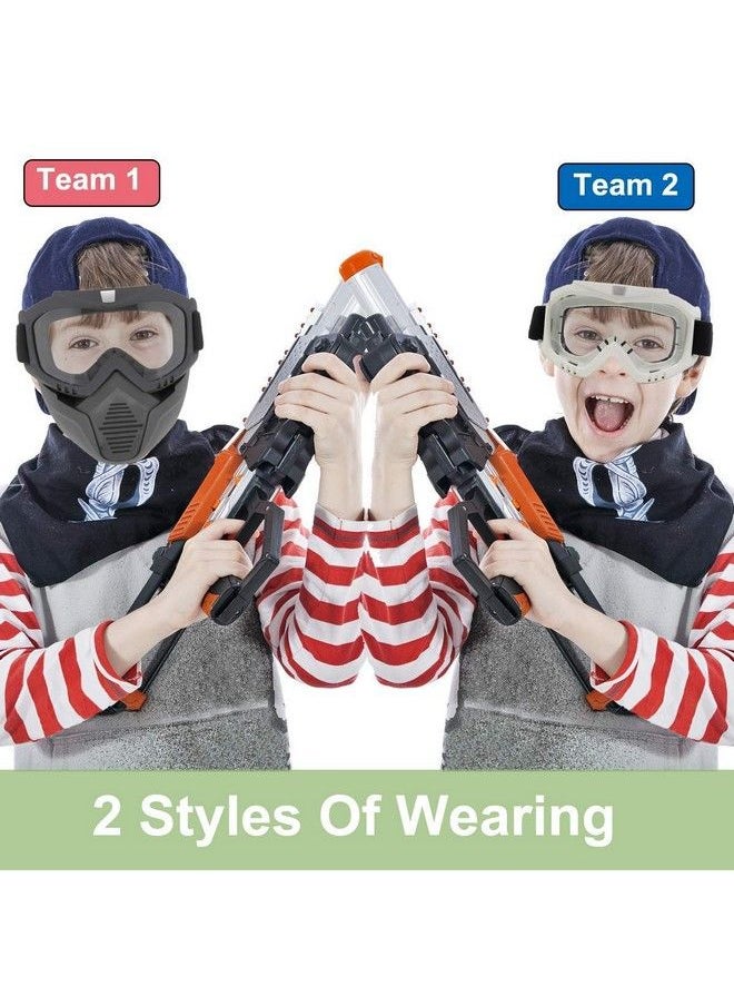POKONBOY - 2 Pack Detachable Masks Tactical Mask With Goggles Compatible With Nerf Rival Apollo Zeus Khaos Atlas & Artemis Blasters Rival Mask (Black & White) - Image 1