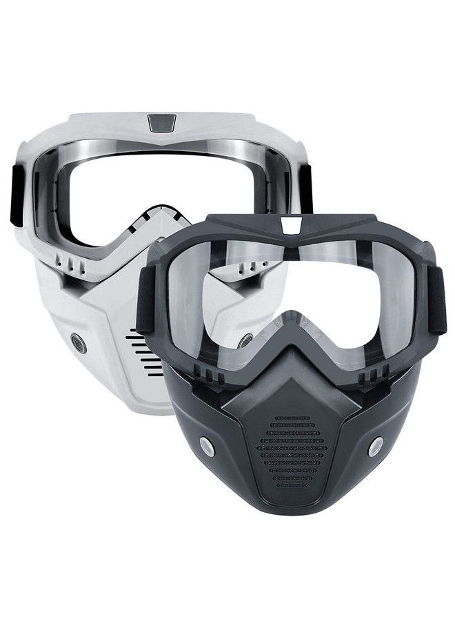 POKONBOY - 2 Pack Detachable Masks Tactical Mask With Goggles Compatible With Nerf Rival Apollo Zeus Khaos Atlas & Artemis Blasters Rival Mask (Black & White) - Image 1