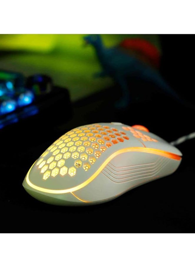 JoyousSto - Wired Gaming Mouse, 4 Adjustable DPI Up to 7200, RGB Backlight, Lightweight and Ergonomic USB Computer Mouse with High Precision Optical Sensor for PC, Mac, Laptop White - Image 1