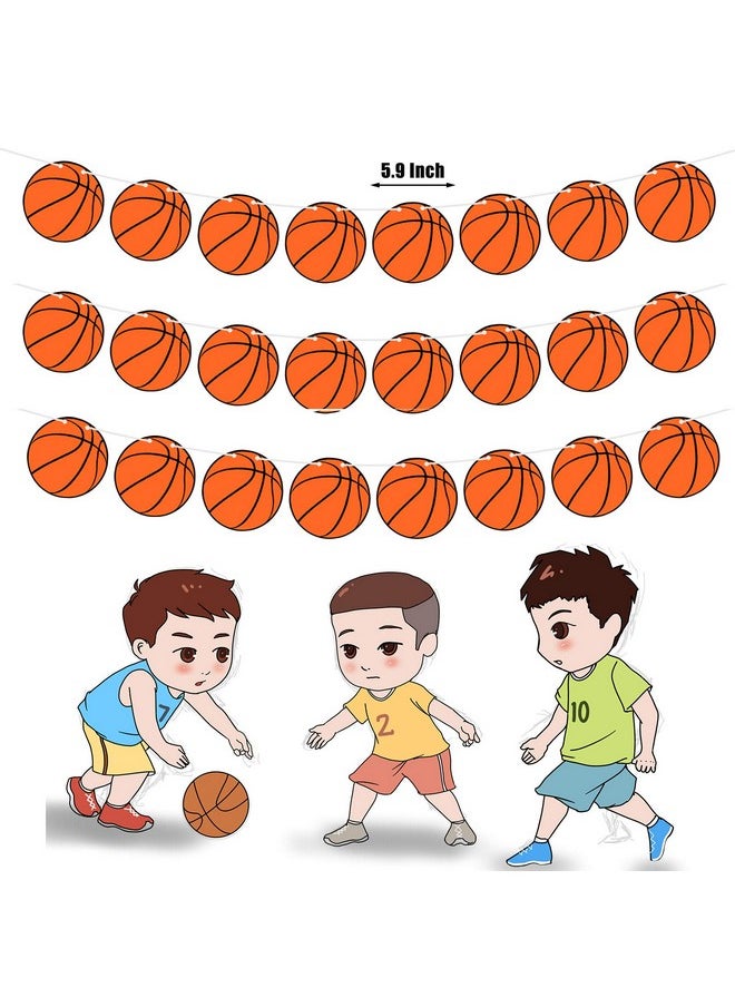 JOLLYSTYLE - 3Pcs Basketball Party Supplies Party Banners Sports Basketball Game Party Decorations Basketball Baby Shower/Birthday Party Garland Wall Decorations Photo Props - Image 1