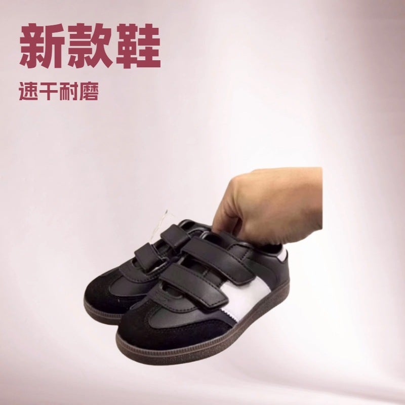 Putian Children'S Shoes High-End Quality New Color-Matching Flat Velcro Lace-Up Sneakers German Training Shoes White Shoes Casual Shoes - Image 2