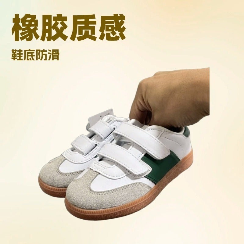 Putian Children'S Shoes High-End Quality New Color-Matching Flat Velcro Lace-Up Sneakers German Training Shoes White Shoes Casual Shoes - Image 3