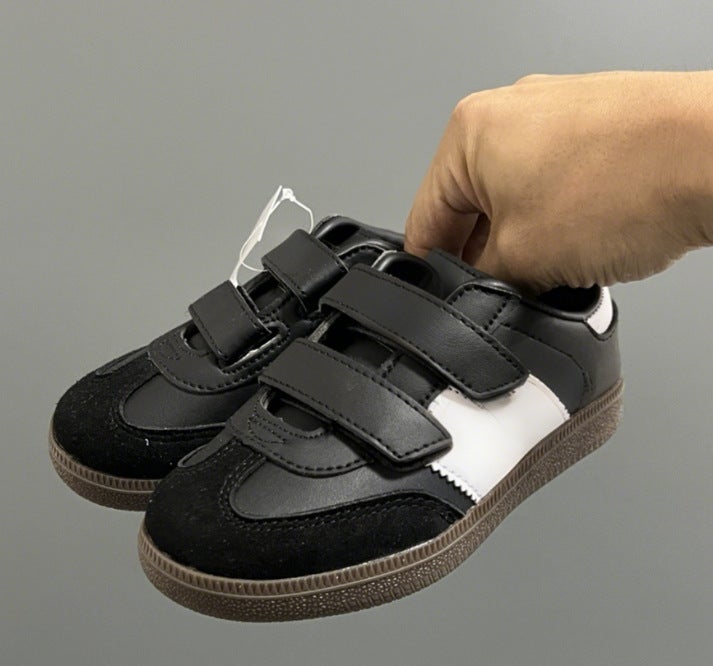 Putian Children'S Shoes High-End Quality New Color-Matching Flat Velcro Lace-Up Sneakers German Training Shoes White Shoes Casual Shoes - Image 1