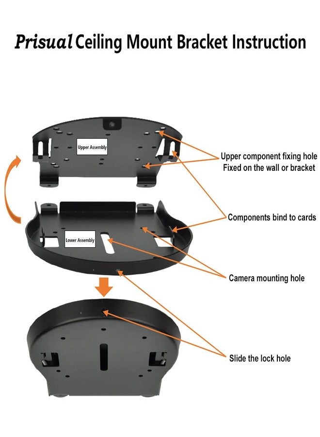 Prisual PTZ Camera Ceiling Mount Bracket, Small Universal Ceiling Mount for PTZ Camera，Black - Image 4