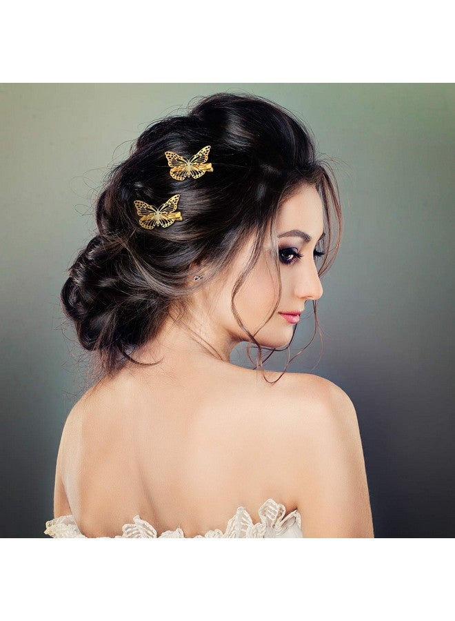 NEOBABY Hairstyle Decoration shaking Butterfly Hair Bride Clips | Hair Style Bridal Brooch & Braid for Juda Bun | Butterfly Hair Pins for Women's & Girls - Pack of 6 (Golden) - Image 4