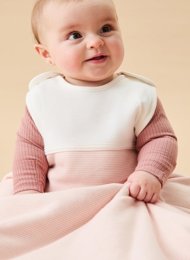 MORI Baby Unisex Clever Sack in Blush Stripe with Fitted Neck - Two Way Zip Bag - Breathable Swaddle - 1.5 TOG - Image 3