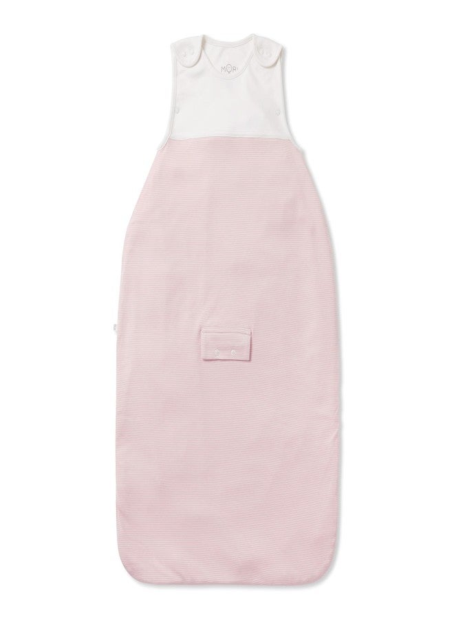 MORI Baby Unisex Clever Sack in Blush Stripe with Fitted Neck - Two Way Zip Bag - Breathable Swaddle - 1.5 TOG - Image 1