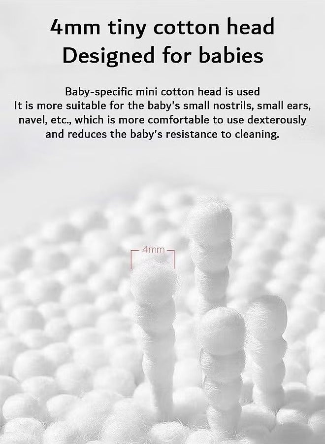 200 Pcs Baby Cotton Swabs, Double-ended Paper Cotton Buds with Ear Scoop and Spiral, for Personal Care and Cleaning - Image 4