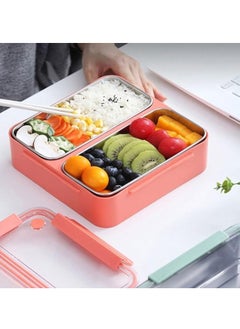 Brain Giggles BrainGiggles 2-Compartments Stainless Steel Lunch Box with Removable Inner Tray Leak Proof Bento Box for Kids Adults - Multifunctional Air Tight Food Container- Orange  - Image 5