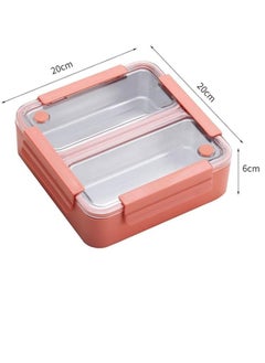 Brain Giggles BrainGiggles 2-Compartments Stainless Steel Lunch Box with Removable Inner Tray Leak Proof Bento Box for Kids Adults - Multifunctional Air Tight Food Container- Orange  - Image 2