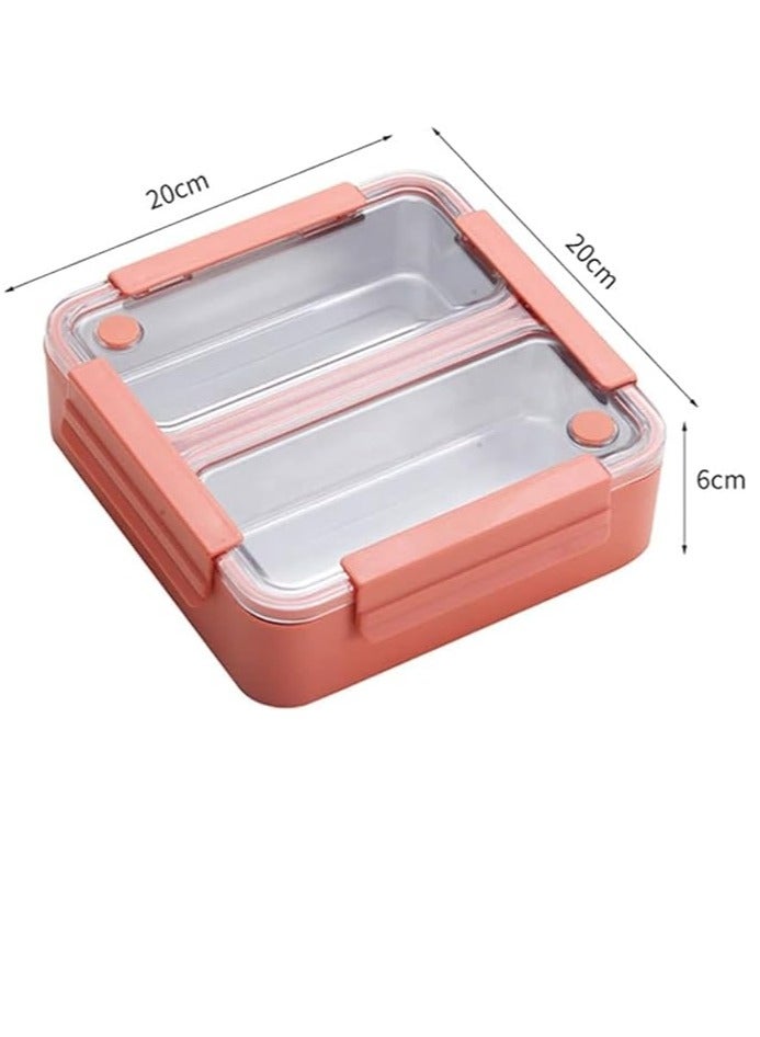 Brain Giggles BrainGiggles 2-Compartments Stainless Steel Lunch Box with Removable Inner Tray Leak Proof Bento Box for Kids Adults - Multifunctional Air Tight Food Container- Orange  - Image 2