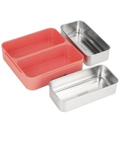 Brain Giggles BrainGiggles 2-Compartments Stainless Steel Lunch Box with Removable Inner Tray Leak Proof Bento Box for Kids Adults - Multifunctional Air Tight Food Container- Orange  - Image 4