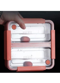 Brain Giggles BrainGiggles 2-Compartments Stainless Steel Lunch Box with Removable Inner Tray Leak Proof Bento Box for Kids Adults - Multifunctional Air Tight Food Container- Orange  - Image 3