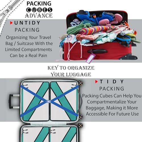 TRIP ON GO Packing Cubes, Travel Organizer Pouch, Packing Bags for Travelling Travel Pouches for Women, Pouch for Men, Cloth Bag for Travel, Polyester (Advance Large- Pack of 4, Airport Blue) - Image 5