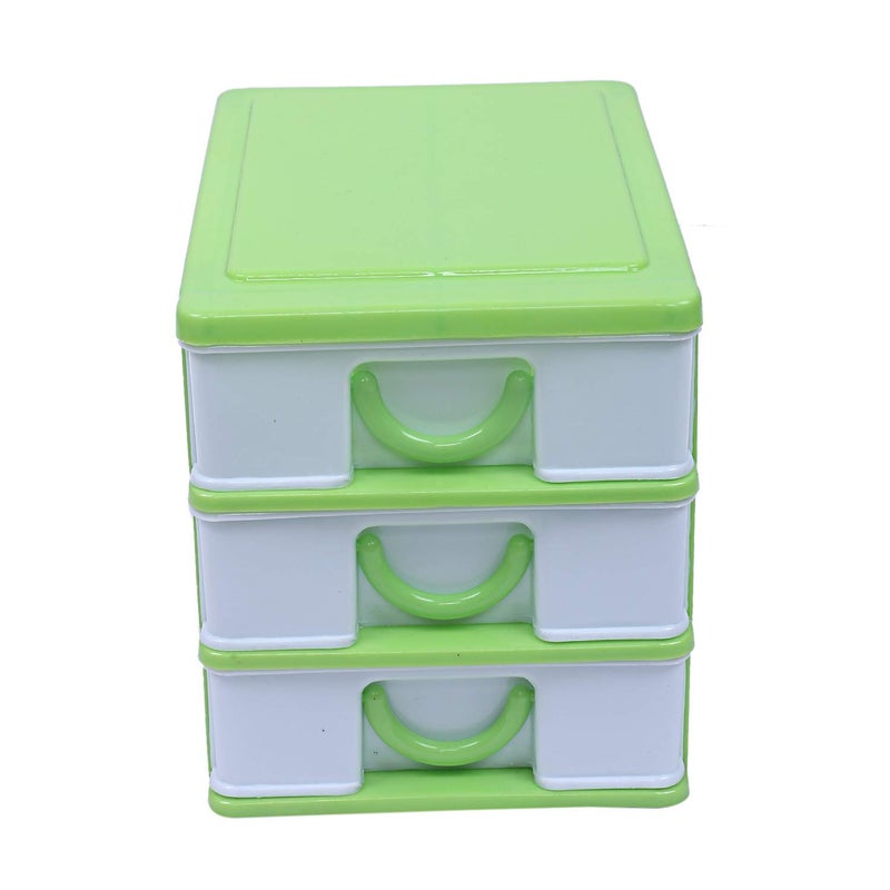Kuber Industries Kuber Industries Plastic Three Layer Drawer Storage Cabinet Box Green StandardCTKTC013078  - Image 1
