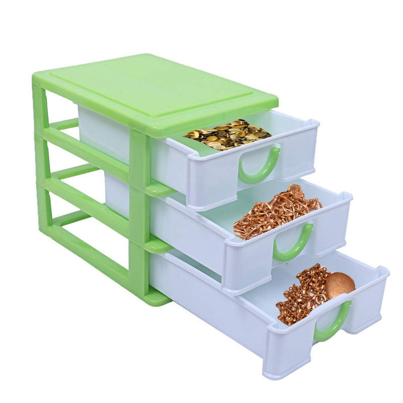 Kuber Industries Kuber Industries Plastic Three Layer Drawer Storage Cabinet Box Green StandardCTKTC013078  - Image 3