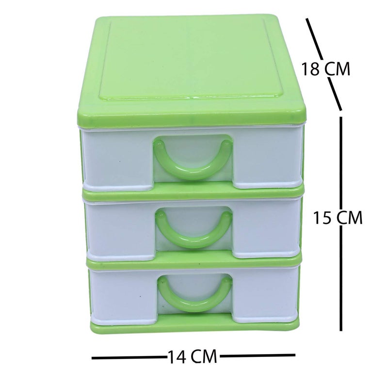 Kuber Industries Kuber Industries Plastic Three Layer Drawer Storage Cabinet Box Green StandardCTKTC013078  - Image 2