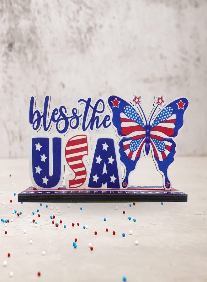 Threetols 3 piece 4 of July Table Decoration, Patriotic Gnome Table Centerpiece Sign Wooden Independence Day Table Signs Bless the USA for Patriotic Party Dinner Coffee Table Topper House School Classroom - Image 5