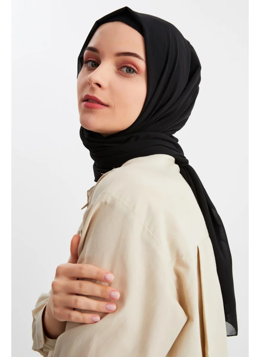 Butikgiz Black Women's Hijab Hijab Ready Made Multi Chiffon Silky Shawl - Comfortable, Soft, Extra Light