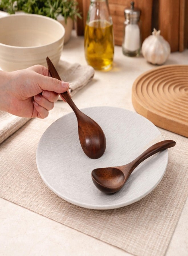 Alrhso 6 Pcs Wooden Soup Spoons 6.8 Inch Wooden Spoons for Eating Asian Soup Spoon Wood Serving Table Spoon Set for Salad Desserts Tea Coffee Snacks Cereal - Image 5