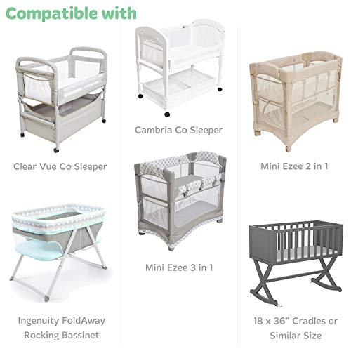 Cuddly Cubs Baby Cradle Sheets Fitted 18x36x2 - Compatible with Arms Reach Co Sleeper Cambria, Clear Vue, Mini Ezee,Bassinet - Pure Jersey Cotton - Breathable | Unisex - Image 2