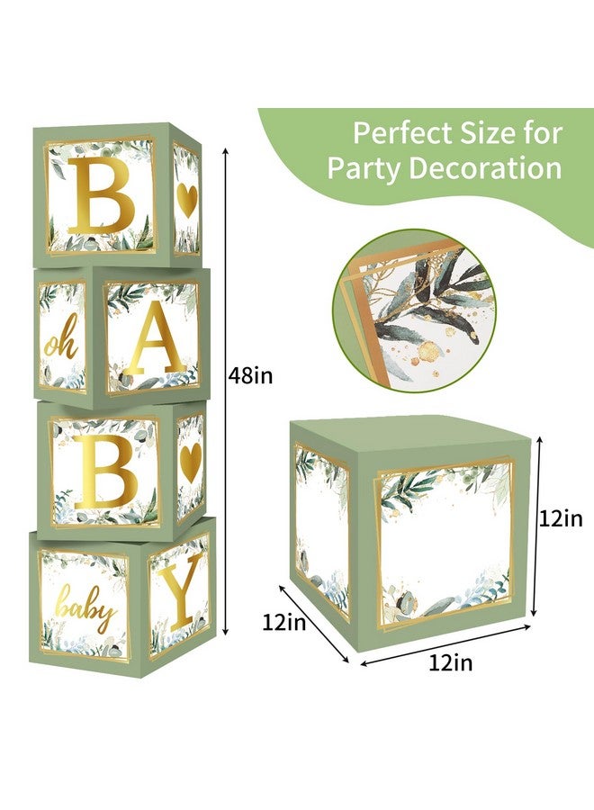 RUBFAC Sage Green Baby Boxes with Letters for Baby Shower, 4pcs Safari Baby Shower Decorations for Boy Girl Balloon Boxes Gender Reveal Birthday Party Favors - Image 3