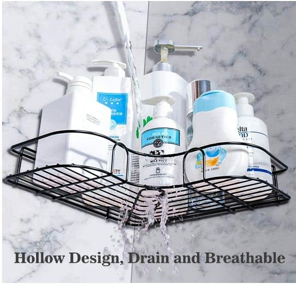 AG E-Com Shelf Adhesive Multipurpose Bathroom Corner Storage Organizer Rack/Shelf Wall Mounted (No Drilling Required) Bathroom Accessories Metal Material With Powder Coated Finish (Pack Of 1) - Image 3