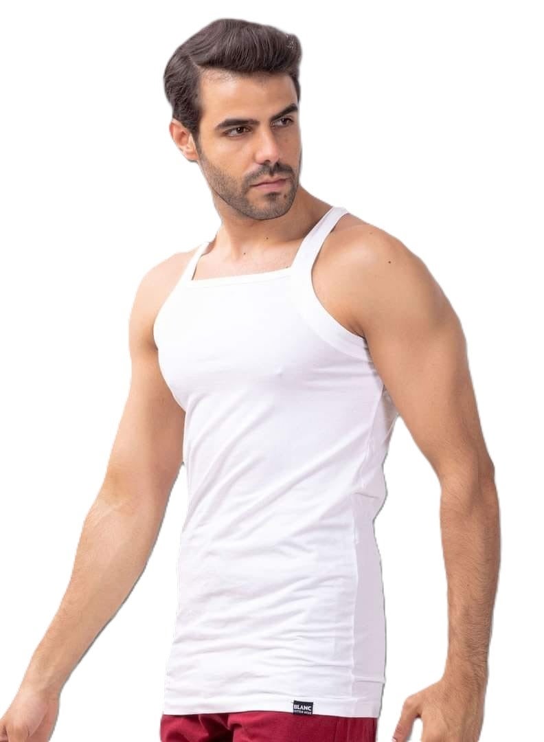 فانلة حمالات عريضة قطنية رجالي – مريحة وعملية للاستخدام اليومي -  لون ابيض - مقاس اكس لارج