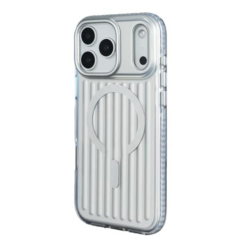 Tech Trendz TechTrendz Corrugated Magnetic Matte Back Cover for iPhone 17 Pro Max Compatible with MagSafe, Scratch-Resistant Camera Bump Protection Shockproof Military-Grade Protection TPU Magnetic Case (Silver) - Image 1