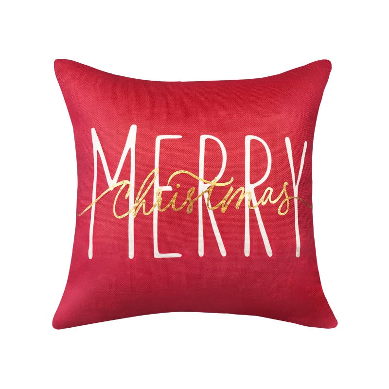 ONWAY Christmas Pillow Cover 18x18 Inch Merry Christmas Gold Red Decorative Throw Pillows Farmhouse Winter Holiday Decor Cushion Case for Sofa Couch Home Decorations