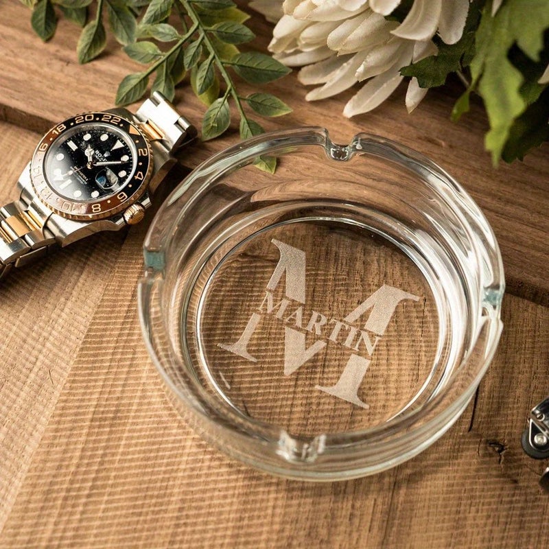 Custom Engraved Glass Ashtray Style 2 Monogrammed Gift For Men - Image 4