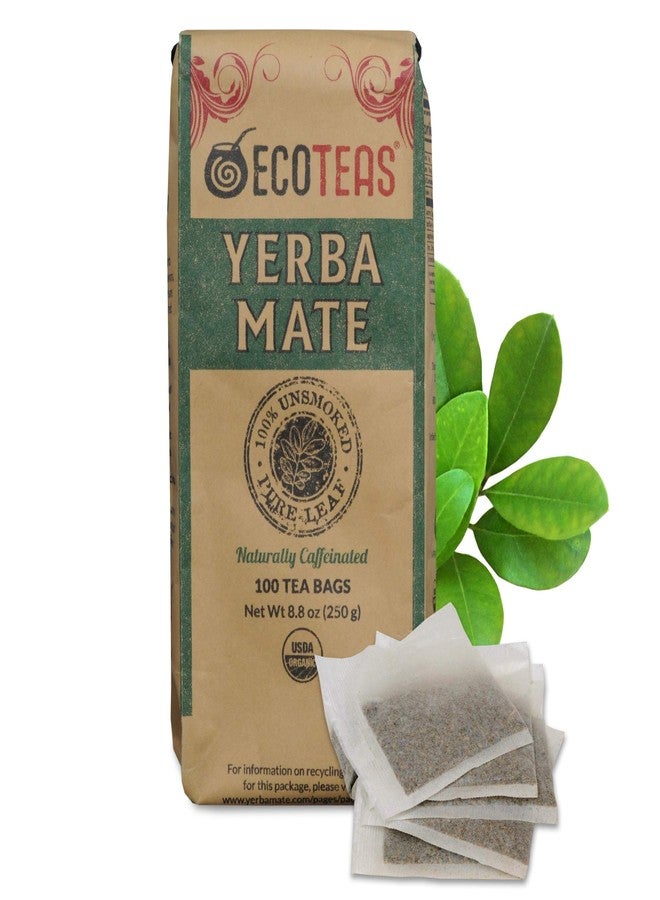 ECOTEAS Premium Organic Yerba Mate Tea Bags - Natural Energy & Detox Herbal Tea - Coffee Alternative - Kosher, Non-GMO, Gluten-Free - 100 Unsmoked Bulk Bags, 8.8 oz (Pack of 1) - Image 1
