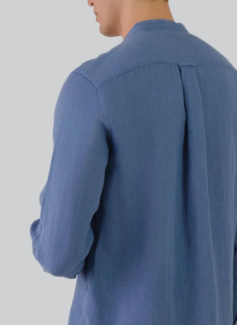 غانت Regular Fit Gmnt Dyed Linen Band Shirt
