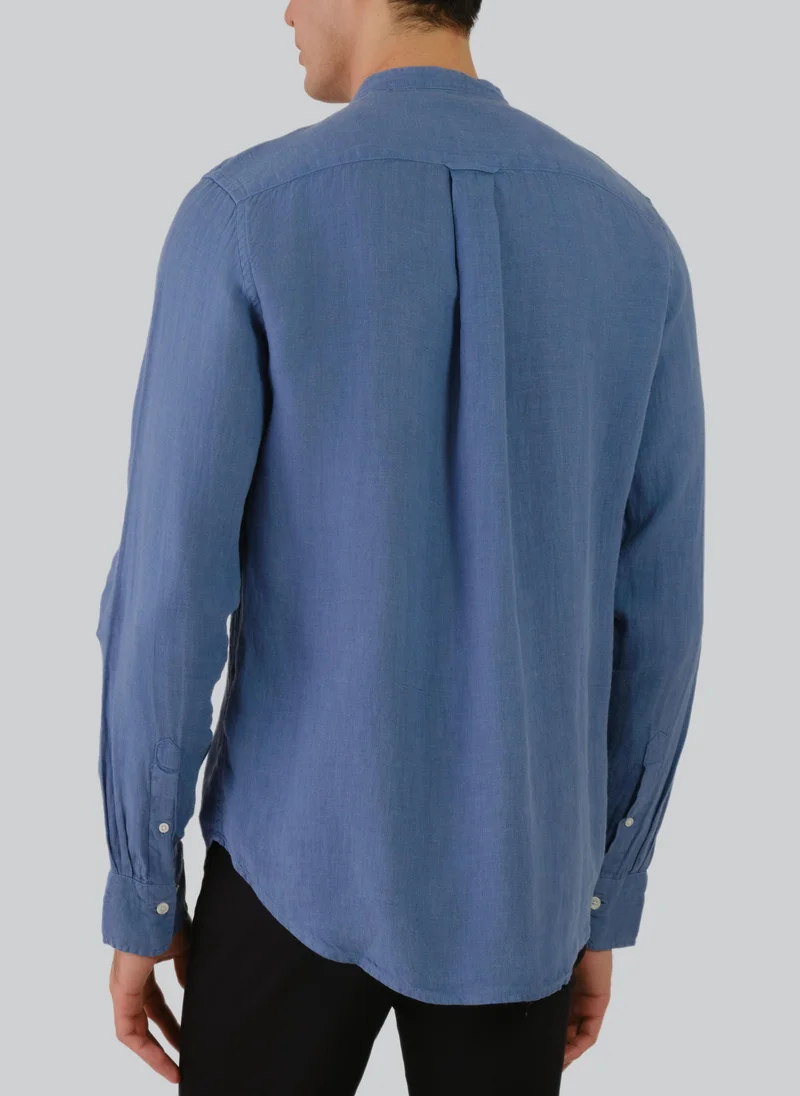 غانت Regular Fit Gmnt Dyed Linen Band Shirt