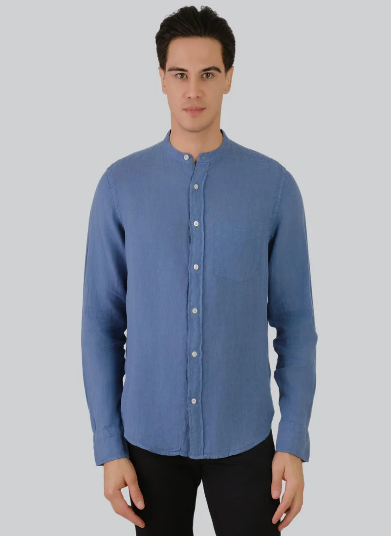 غانت Regular Fit Gmnt Dyed Linen Band Shirt