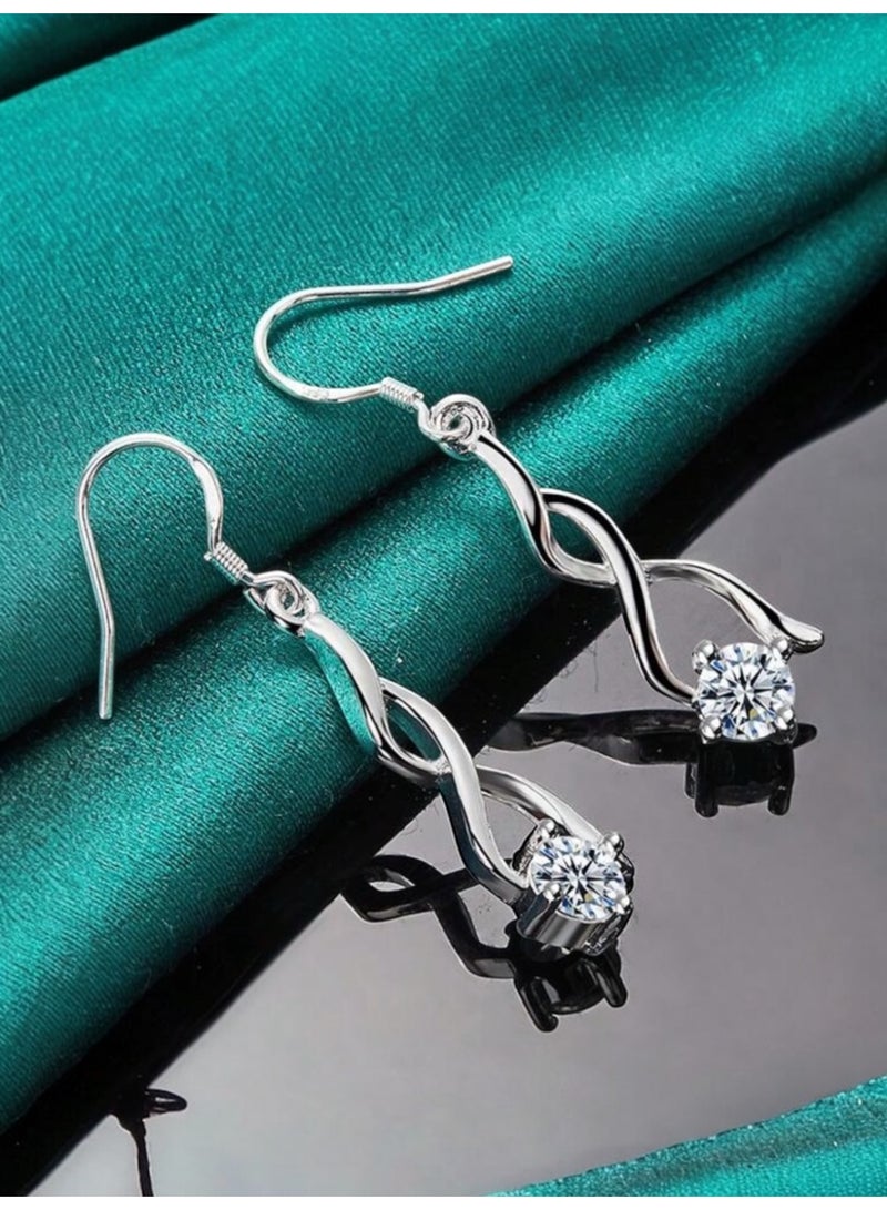 Dangle Charms Elegant 925 Silver Plated Earrings For Women - Image 1