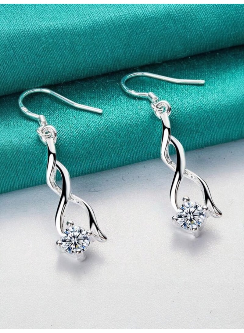 Dangle Charms Elegant 925 Silver Plated Earrings For Women - Image 3