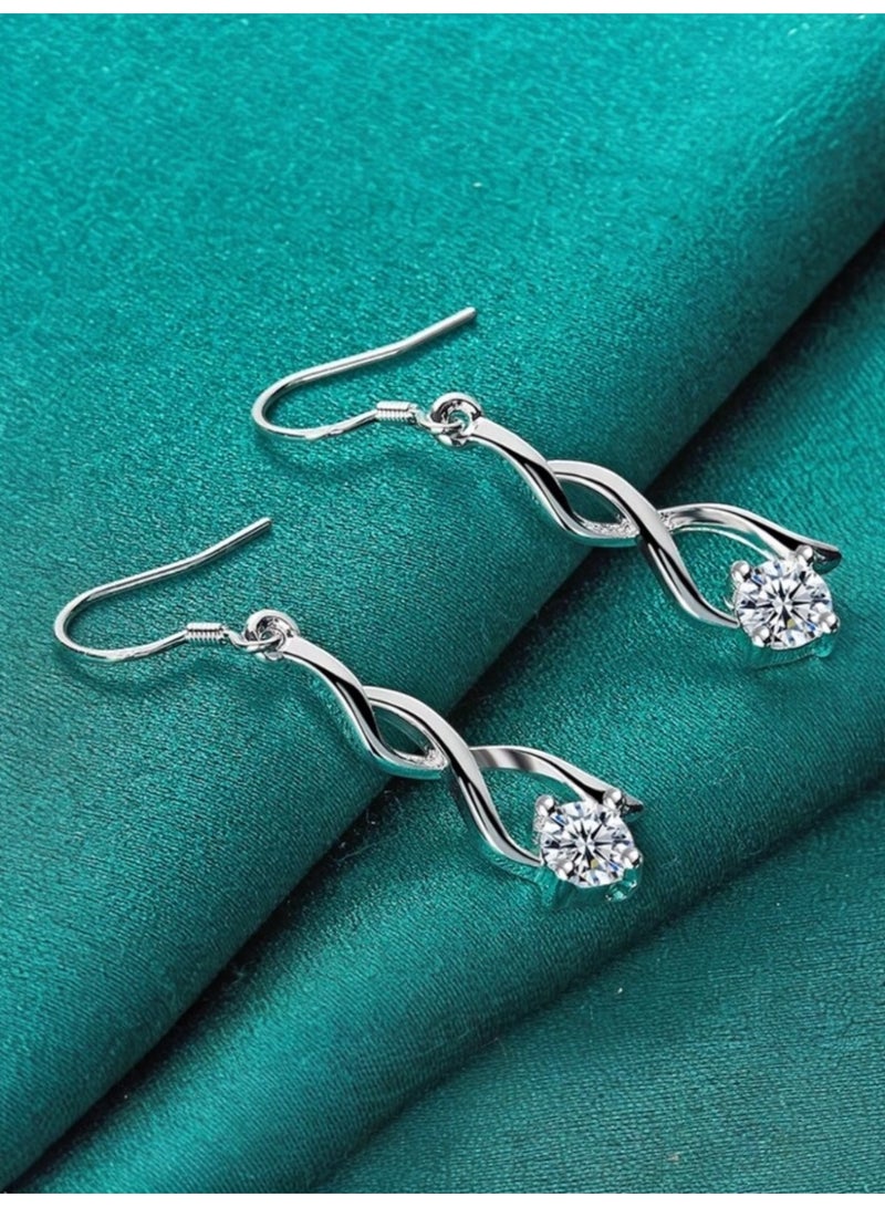 Dangle Charms Elegant 925 Silver Plated Earrings For Women - Image 2