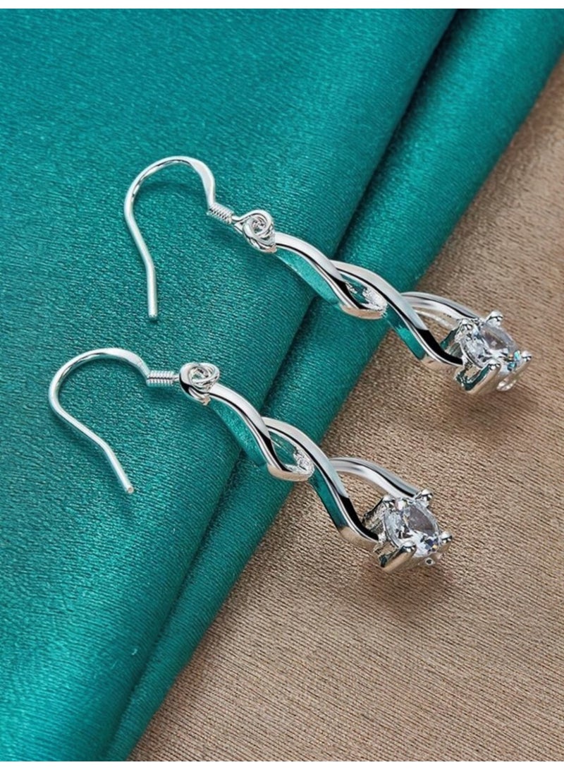 Dangle Charms Elegant 925 Silver Plated Earrings For Women - Image 4