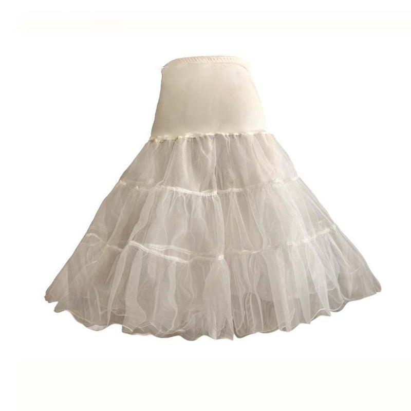 RULTA Women's 50s Vintage Petticoat 26" Crinoline Rockabilly Tutu Skirt Slip S-Lâ€¦ (US, Alpha, Medium, Regular, Regular, Ivory) - Image 1