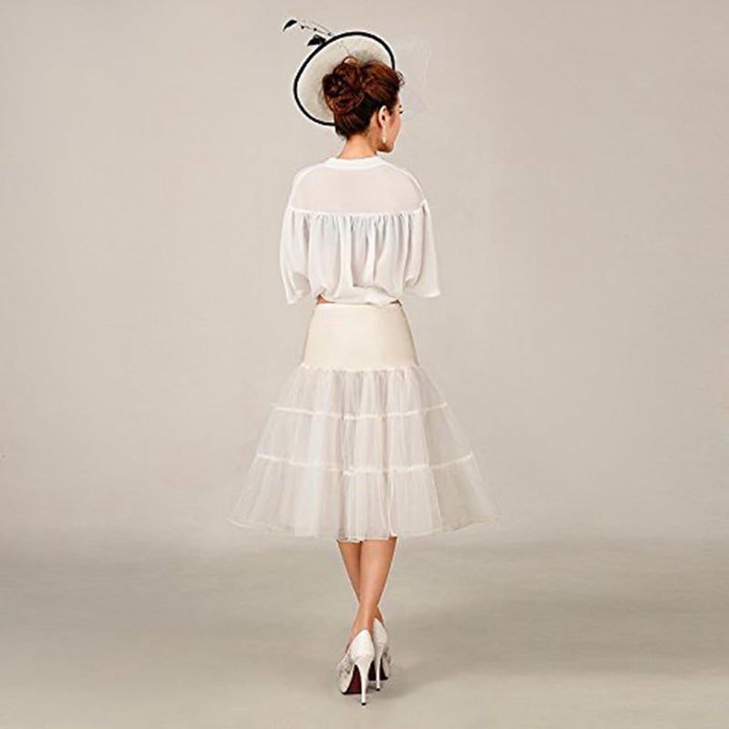 RULTA Women's 50s Vintage Petticoat 26" Crinoline Rockabilly Tutu Skirt Slip S-Lâ€¦ (US, Alpha, Medium, Regular, Regular, Ivory) - Image 2