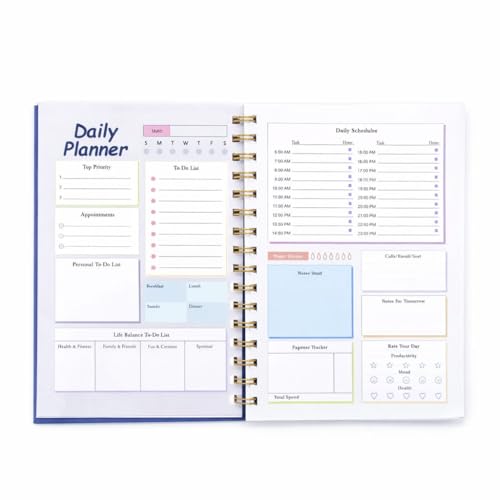 Awestuffs Daily Planner Undated, Schedule Your Day, Manage to-do List, Goals Tracker, Wellness Tracker - 3 Month Planner - (Premium Hardbound with Golden Spiral) (A5-21 x 15 cm) - Image 3