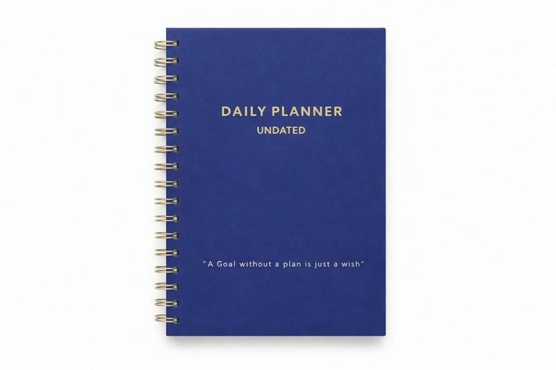 Awestuffs Daily Planner Undated, Schedule Your Day, Manage to-do List, Goals Tracker, Wellness Tracker - 3 Month Planner - (Premium Hardbound with Golden Spiral) (A5-21 x 15 cm) - Image 1