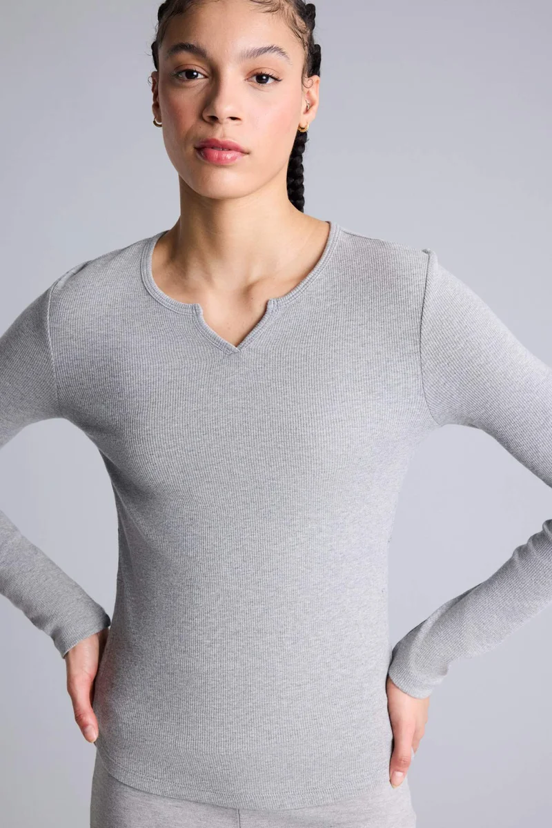 ديفاكتو Slim Fit Crew Neck modal Long Sleeve T-Shirt
