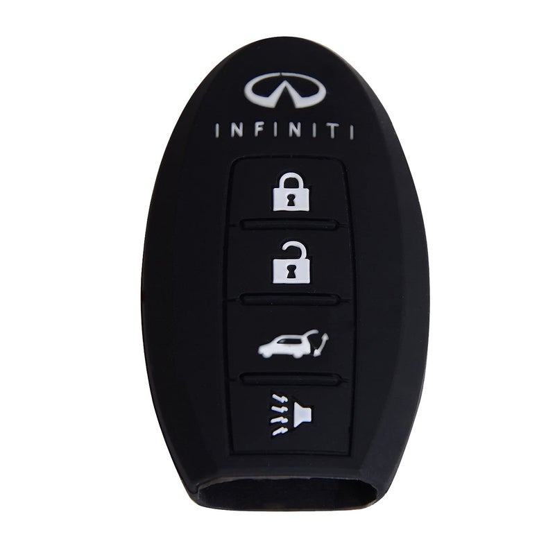 Generic XFQUIJ New Black Protecting Bag Silicone Remote Key Case Cover for 4 Buttons Infiniti G Series G37 JX35 Q Series Q50 Q60S Q70L QX EX FX M Smart Key Case Shell Fob (Black)  - Image 1
